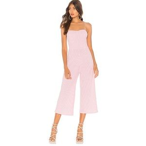 Revolve pink pinstripe jumpsuit